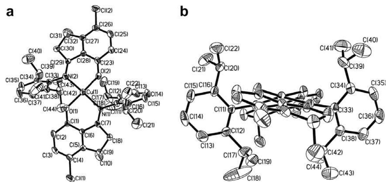 Two views a the molecular structure of complex 2’ (the