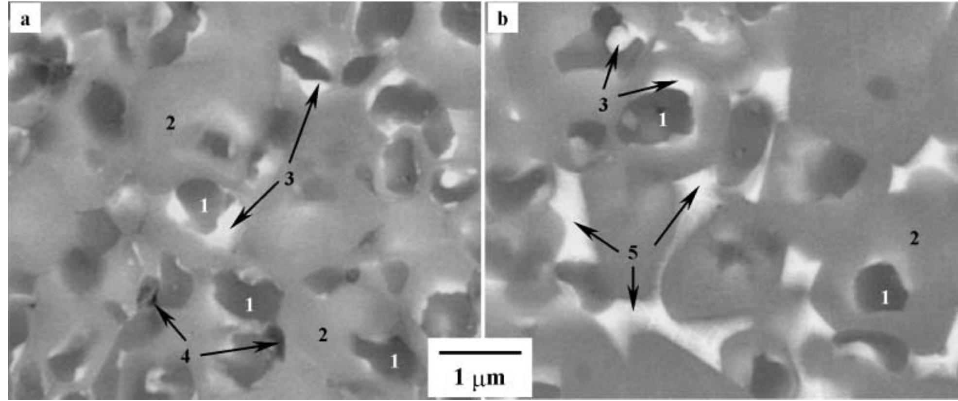 The microstructure of the two materials (fig. 1a,b) consists
