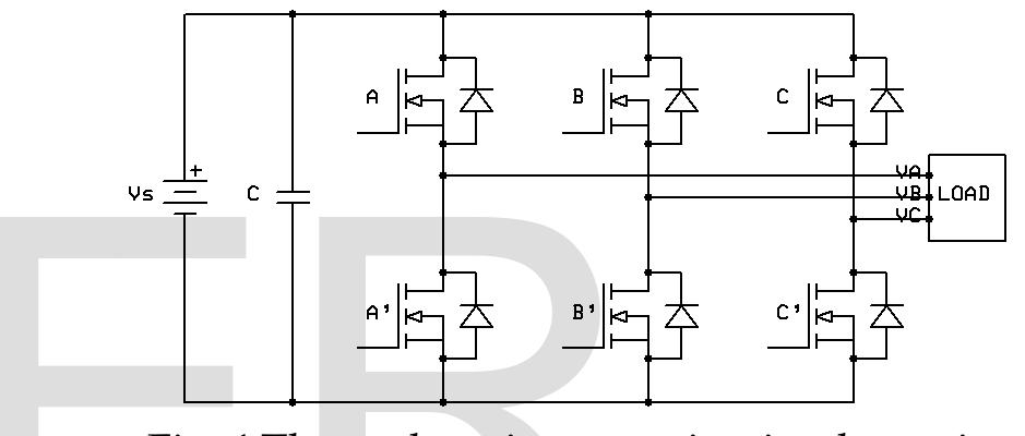 The circuit diagram of three phase voltage source inverter