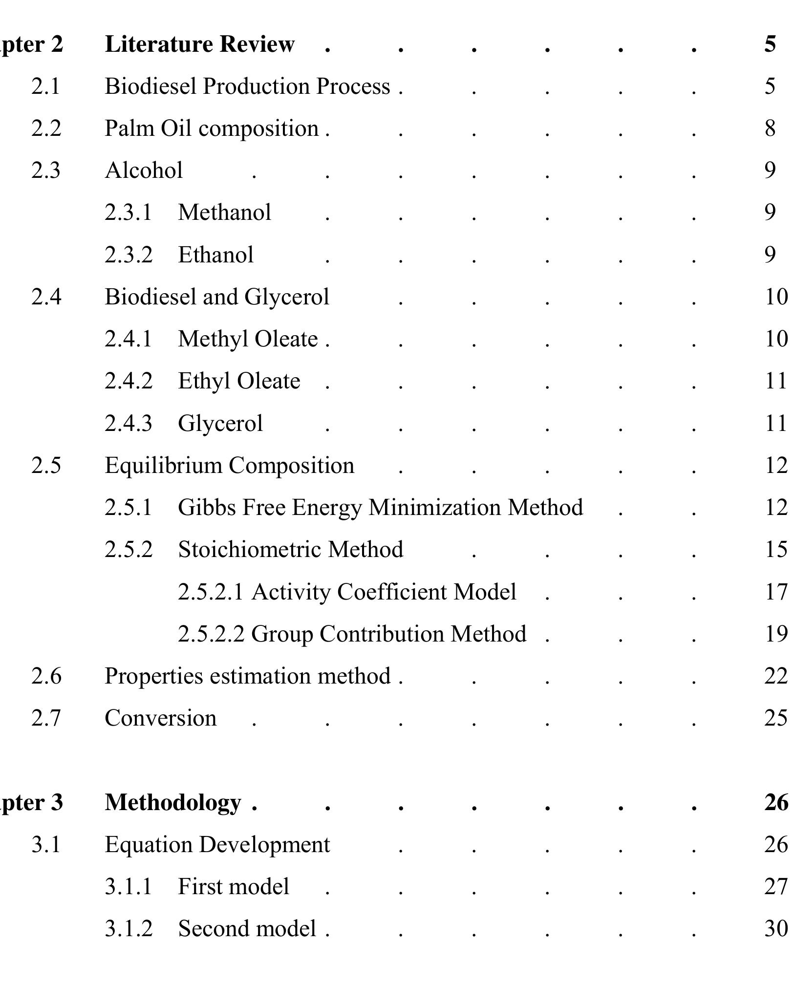 Table 1 - from Thermodynamic Analysis of Transesterification
