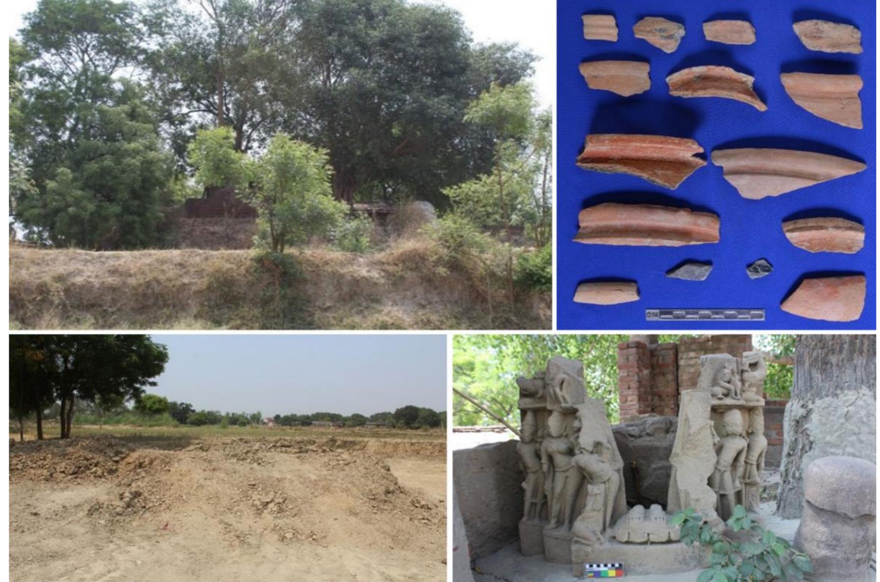 Figure 15: General view of the site and pottery and broken sculptures 