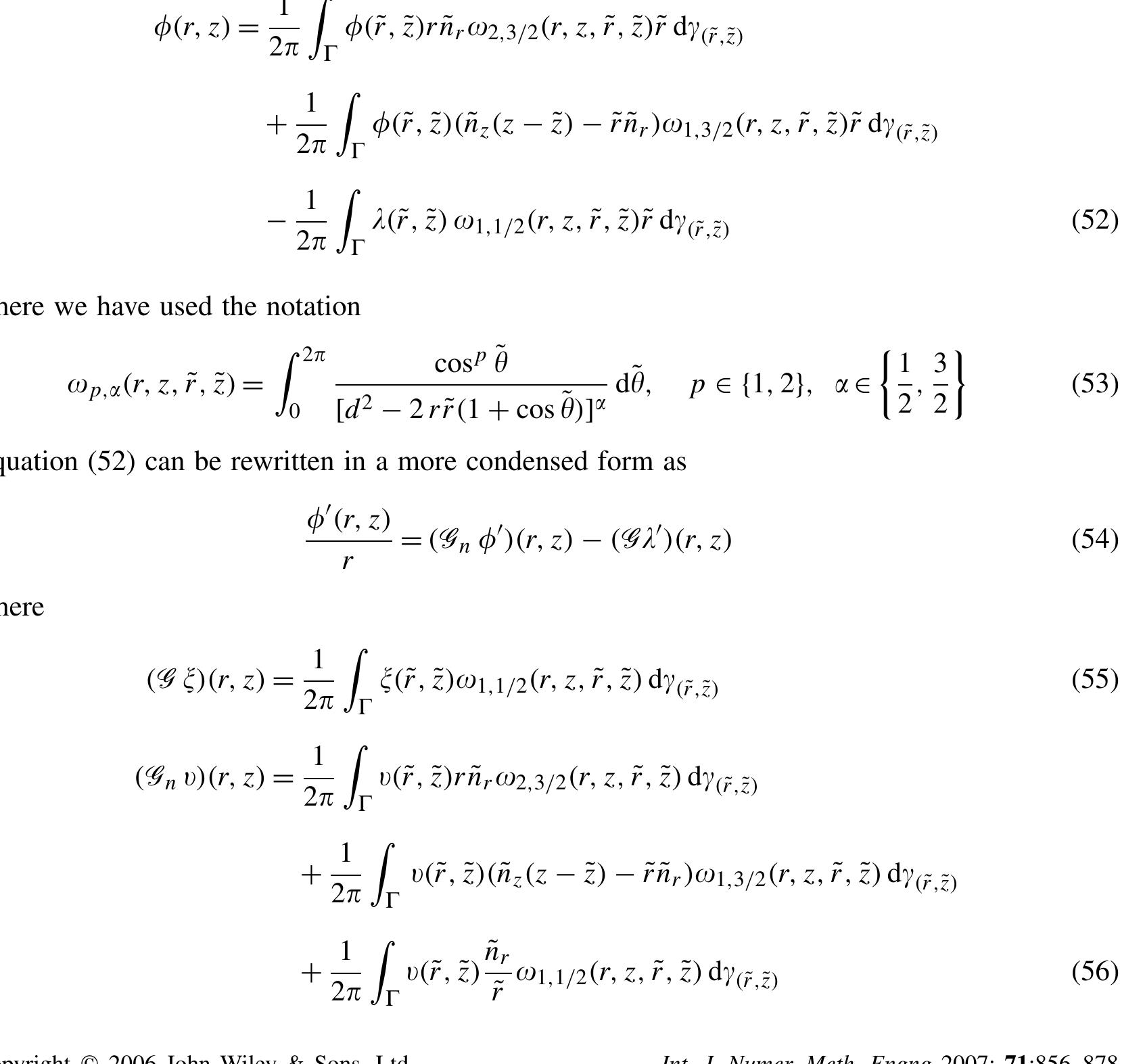 and, from (41), 4'/r is continuous on I. Then (42) yields the following integral equation relating o and A:  it is convenient to define the new variables 