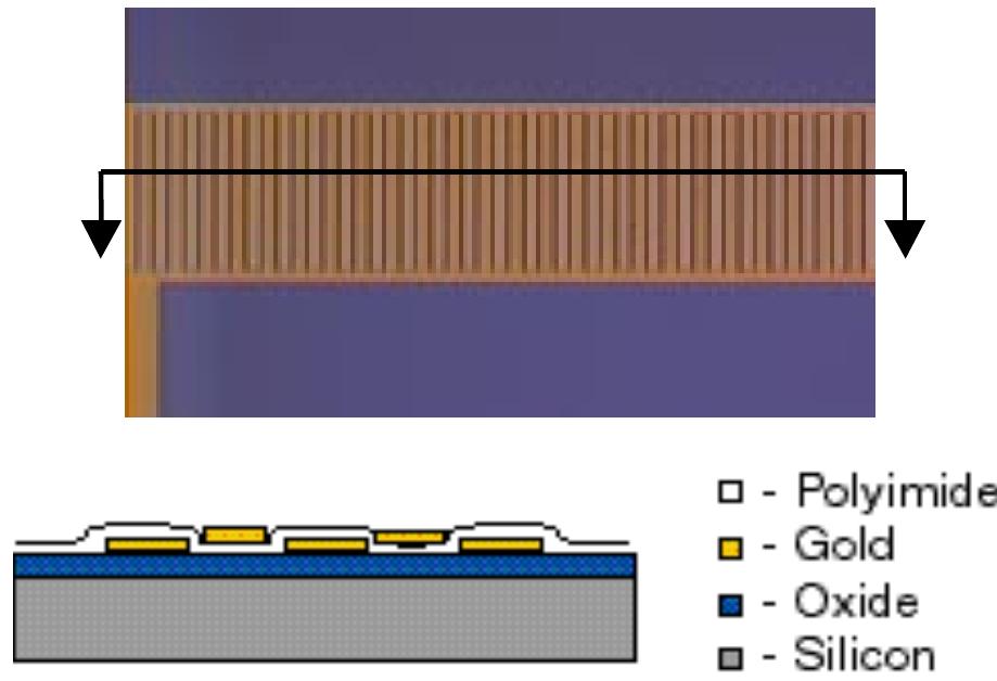 Optical micrograph and schematic cross section of mems