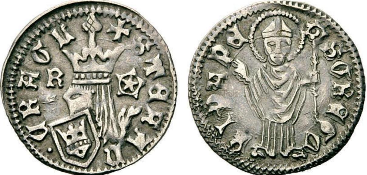 Fig 5. Coin of King Stjepan TomaSevi¢ minted between 1461 and 1463 Numismatik Lanz Miinchen, Auction 152, Lot 173 (1 July 2011)  VV iLliw rR au AIMS a om AML UL VELICUILUU I VIL ttto dk tort s1aiiu A Gal o> beter ev) My  The choice of St. Gregory the Pope was a skilful compromise, whereby the name of the saint remained the same, thus facilitating a smoother transition into Catholicism. Even though the eastern saint was venerated in Latin Christianity, his replacement - a Roman pope - obviously represented a clear statement of intent on the part of the Bosnian king. No Saint could encapsulate the recently restored ties between Bosnia and Rome better than Pope Gregory I. However, the change still showed that the cult of St. Gregory was deeply ingrained into the consciousness of the king’s immediate family as well as his Bosnian subjects and that they had to be appeased somehow. It seems that, at least on a superficial level, it was important to keep St. Gregory as the patron saint, and that common believers did not get the chance to be overly concerned about the particulars of his true identity. 