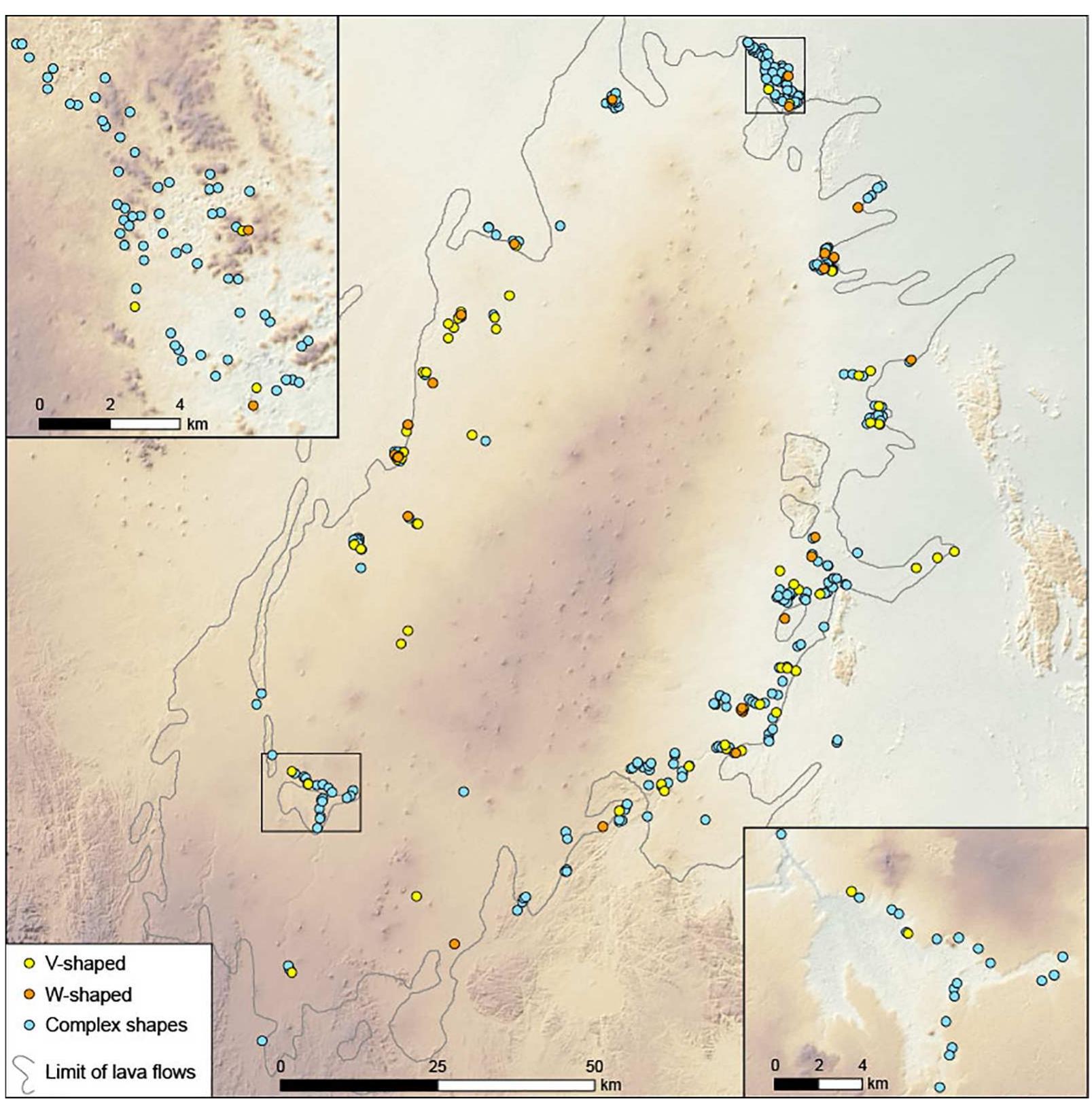 Fig. 5. Open kites types in Harrat Nawasif. 