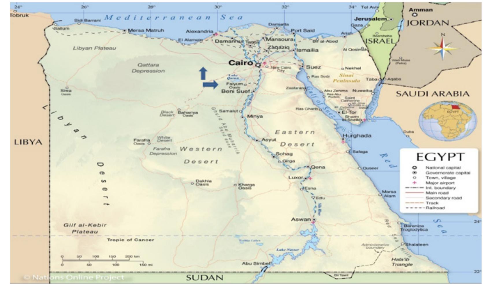 Map of egypt explained fayoum and beheira governorates this