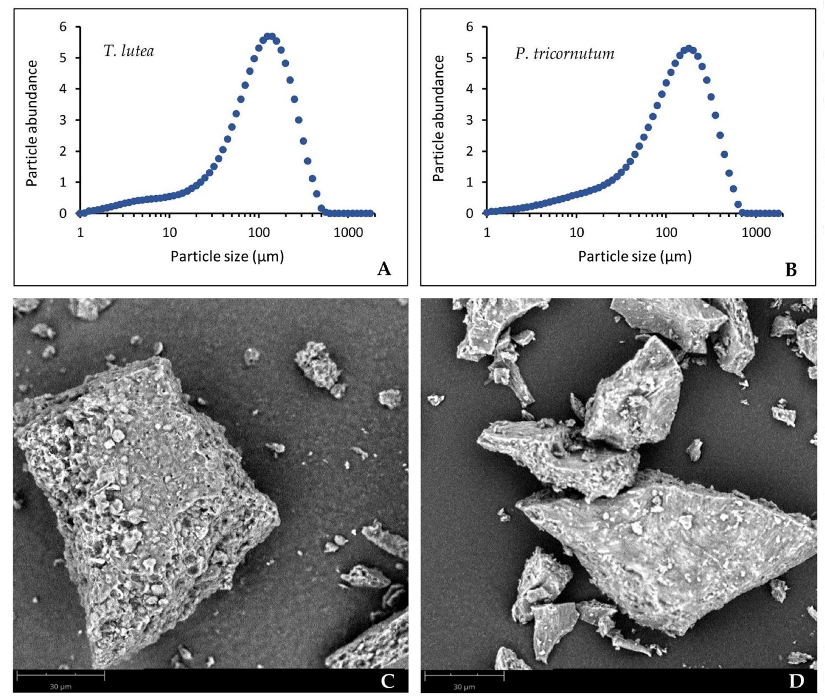 Determination of particle size distribution (graphs) and