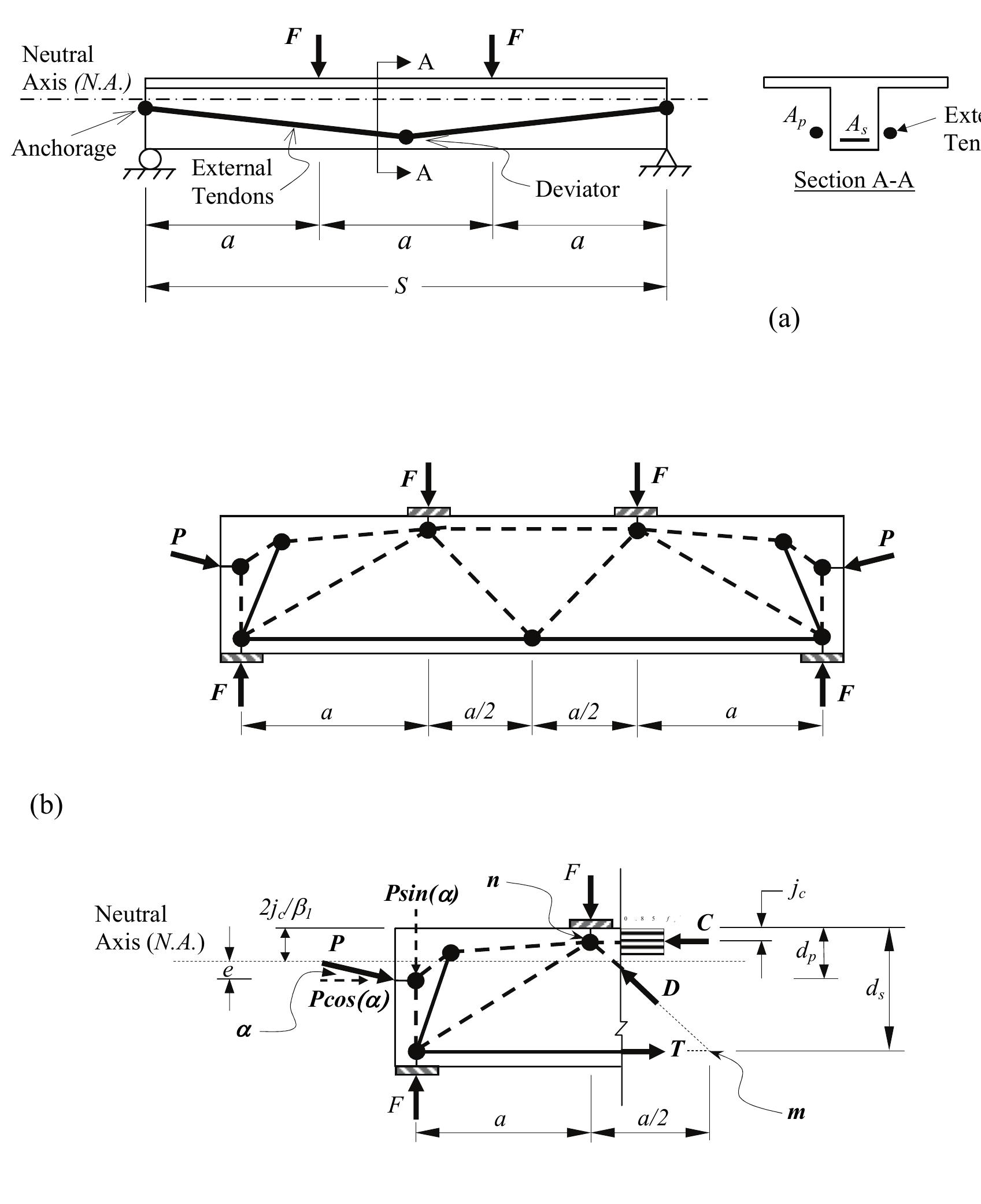 Figure 2 - Strut-Tie Model for Externally Prestressed