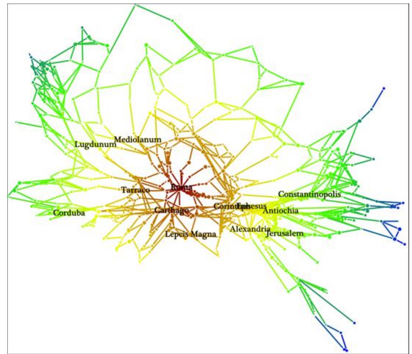 Cartogram Rome - a distance cartogram that distorts the location of roman