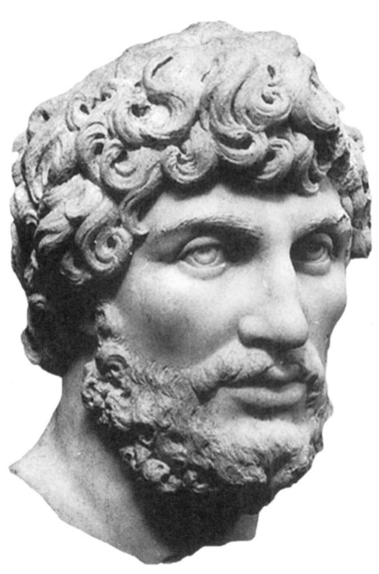 Fig. 18. Late Antonine portrait head from the grand chamber at the south end of the Roman Civil Basilica at Aphrodisias (R.R.R. Smith; courtesy New York University Excavations at Aphrodisias in Caria). 