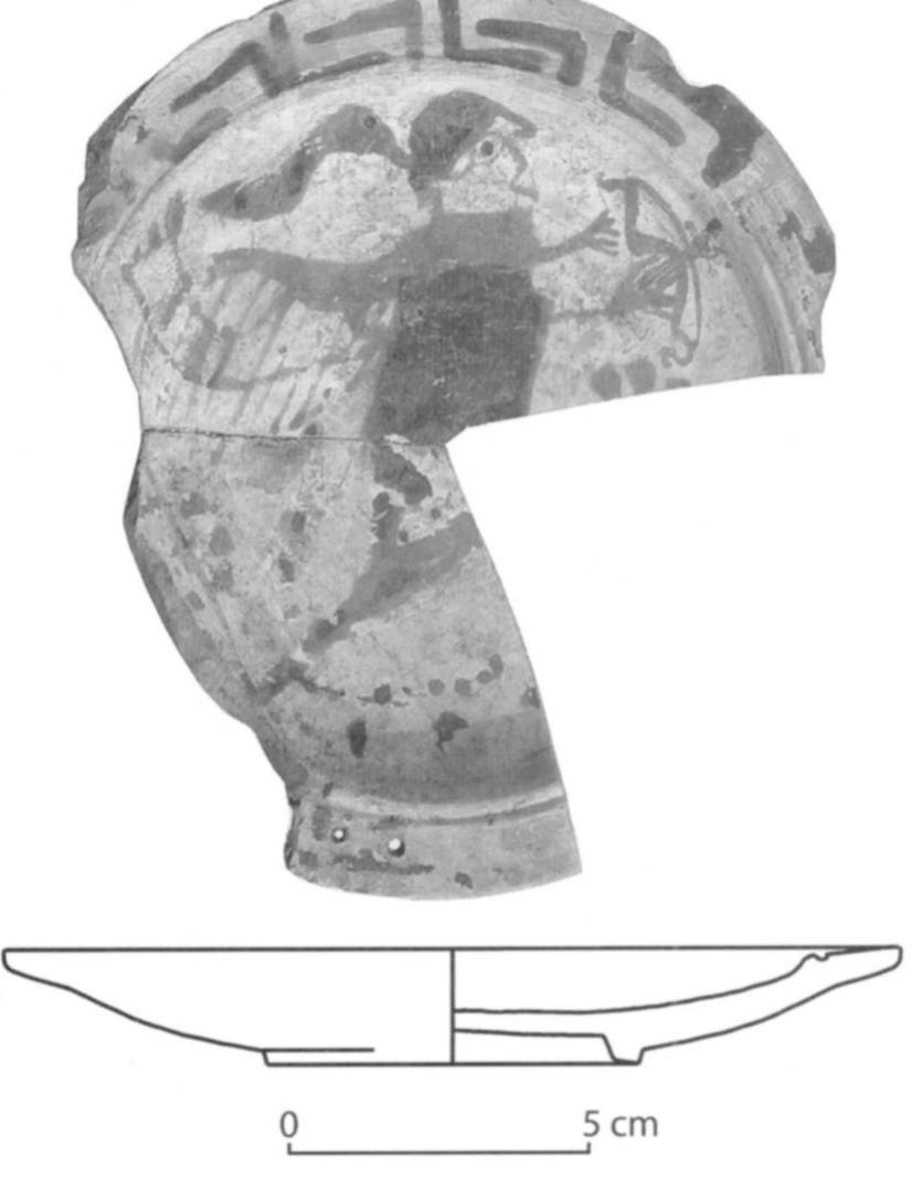 Fig. 25. Locally produced small plate of the Archaic period with a painted figure (warrior?) from the West Necropolis at Assos (N. Arslan). 