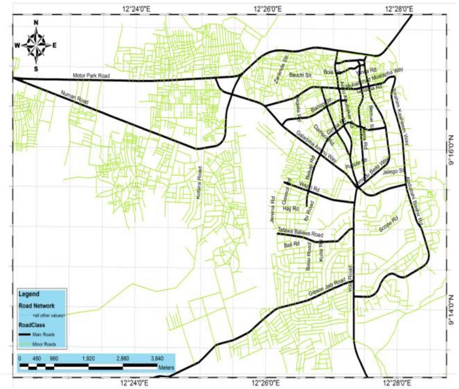 Fig. 2: Jimeta street map (Source: Generated using ArcGIS 10.1) 