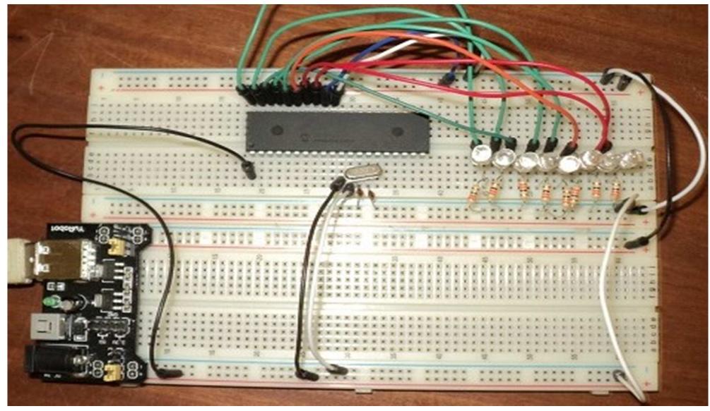 Snapshot of system circuit on the breadboard. system circuit