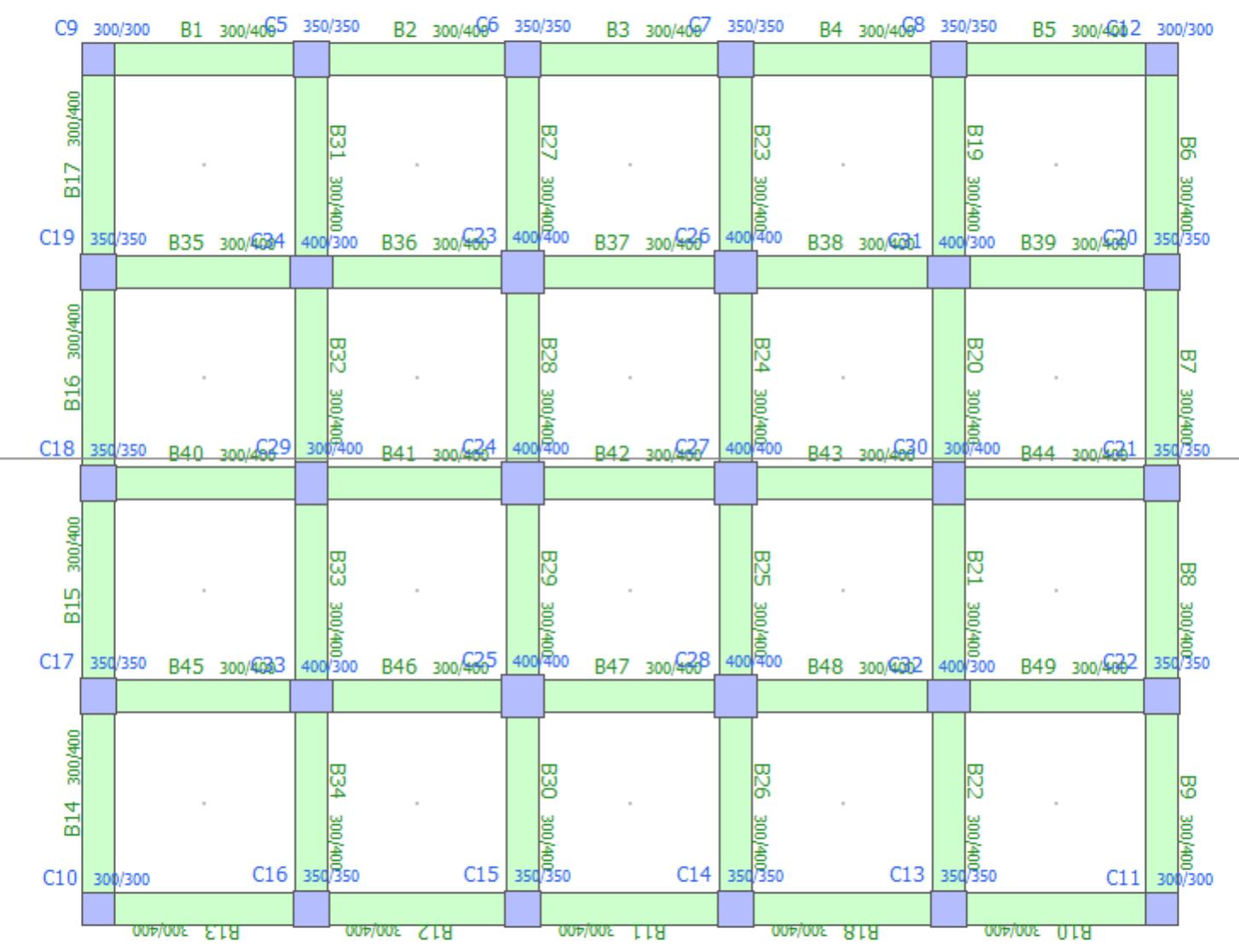 Plan view of 3 story ref frame.