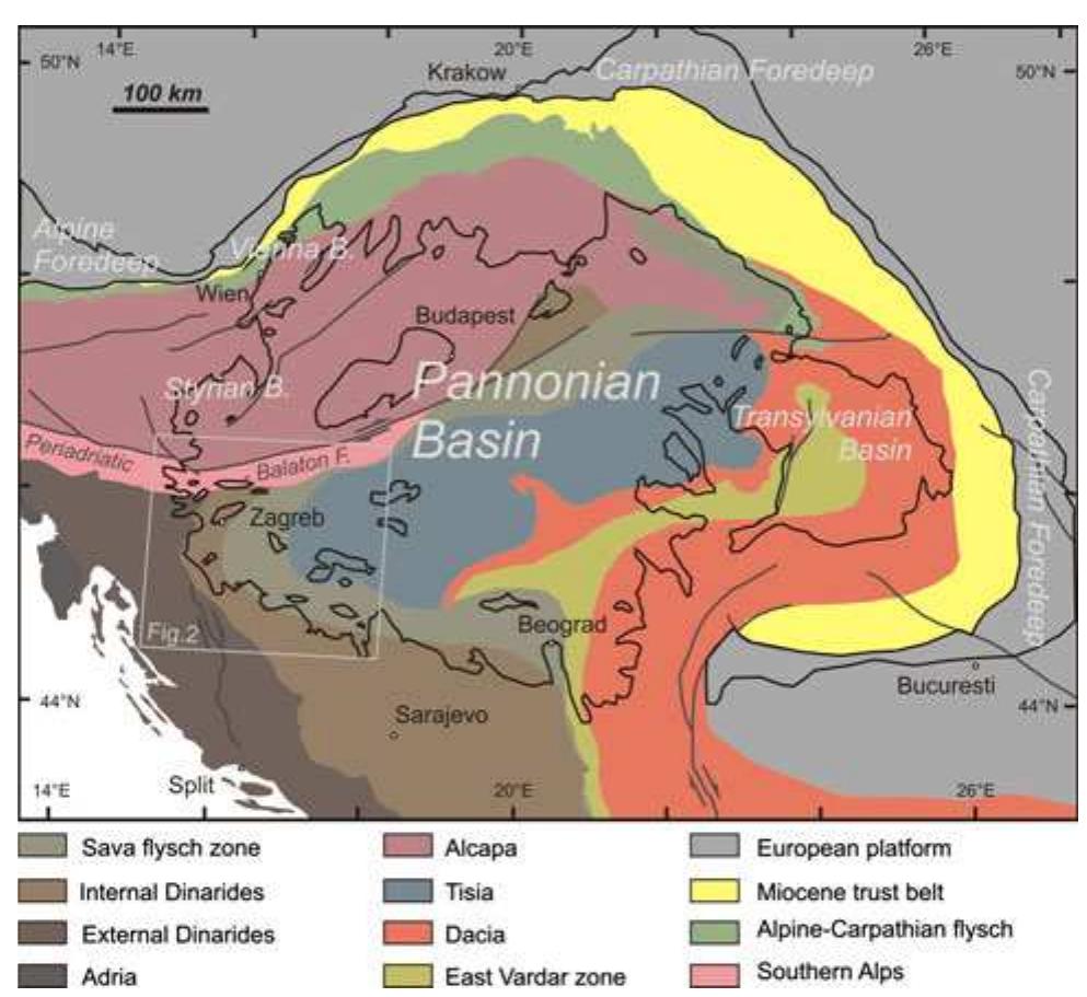 Geotectonic map of the pannonian basin system and adjacent