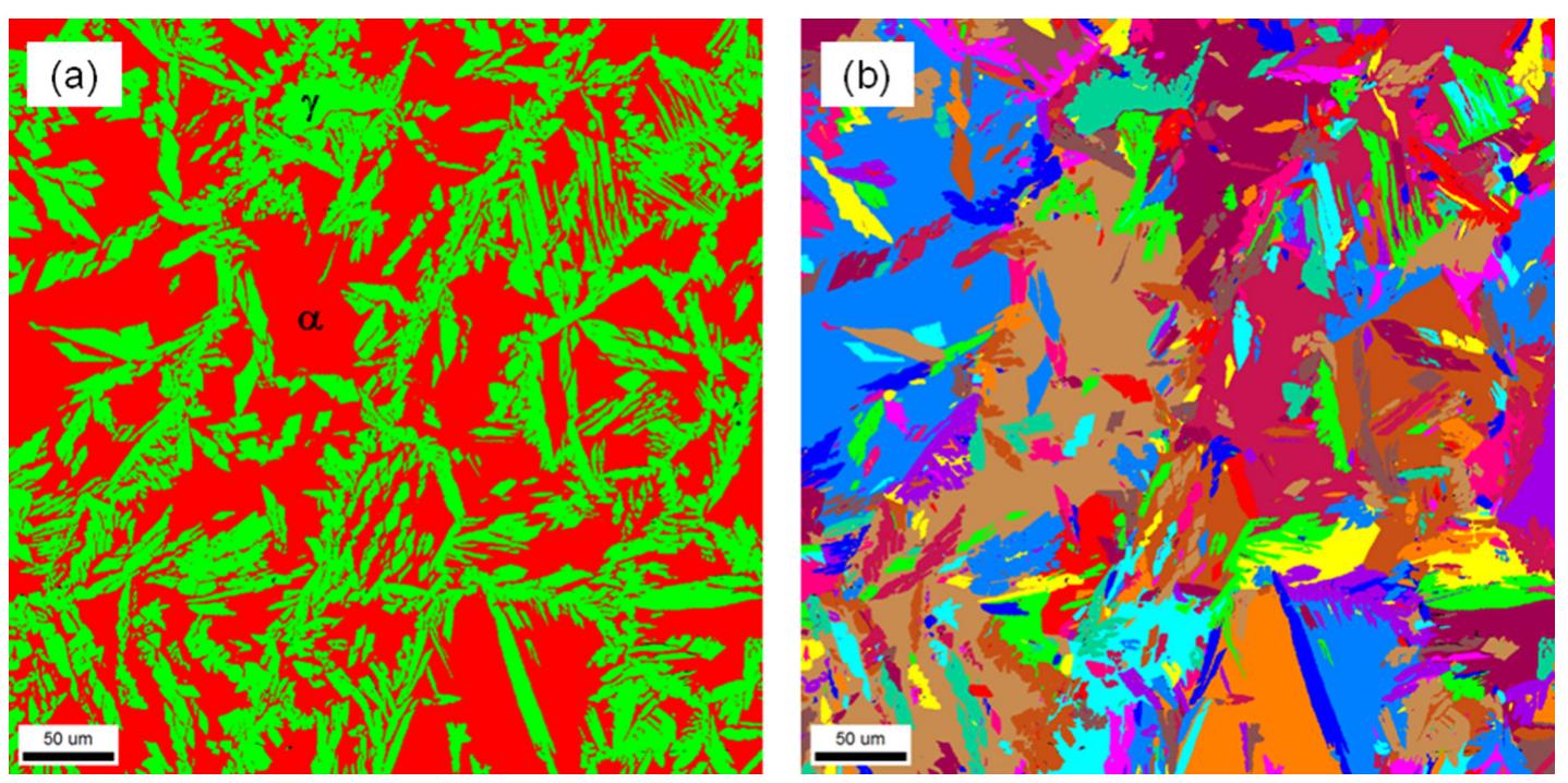Ebsd images (a) and orientation map (b) for region 3.