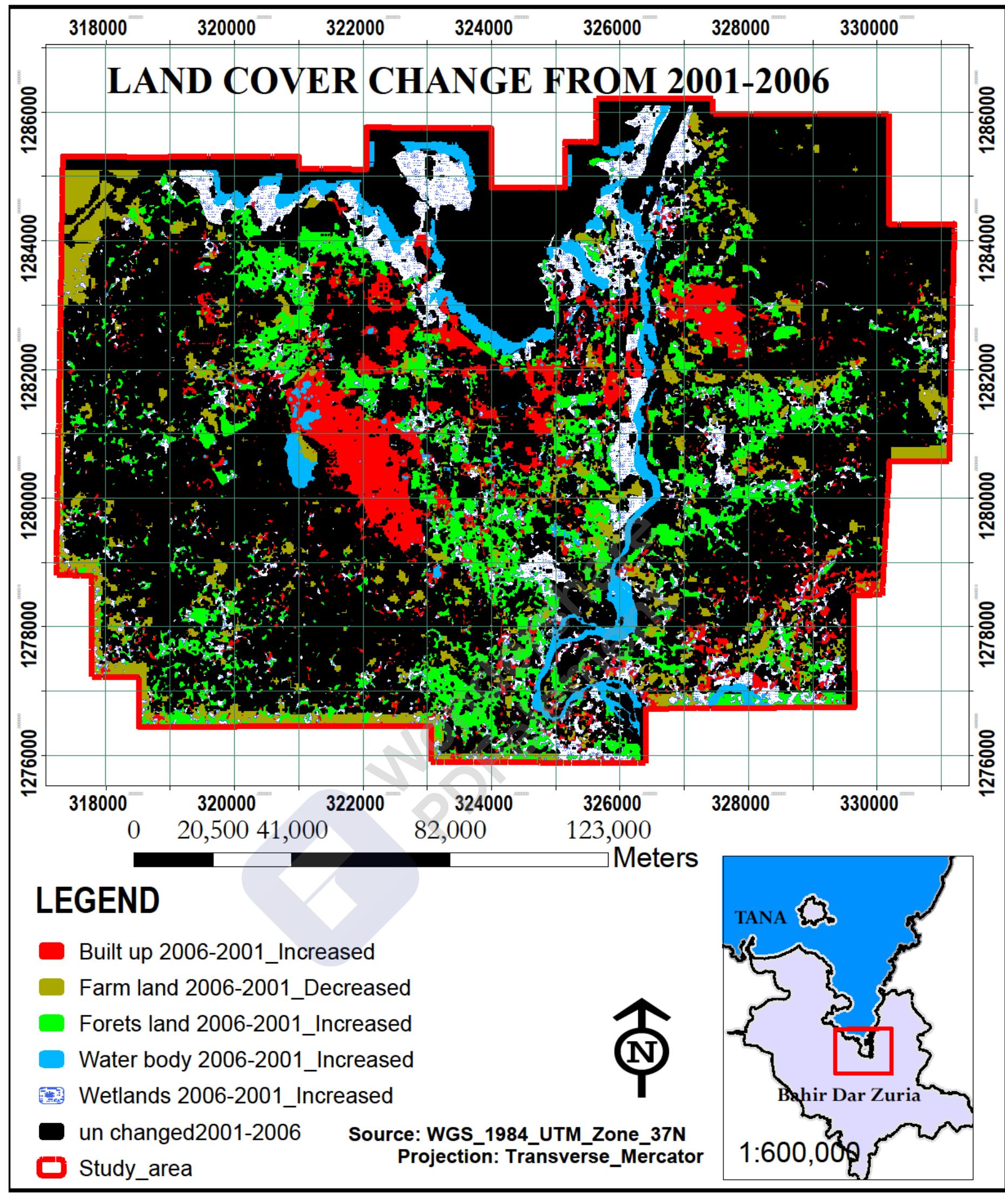 2001 Map 10. map showing the land cover change from 2001-2006