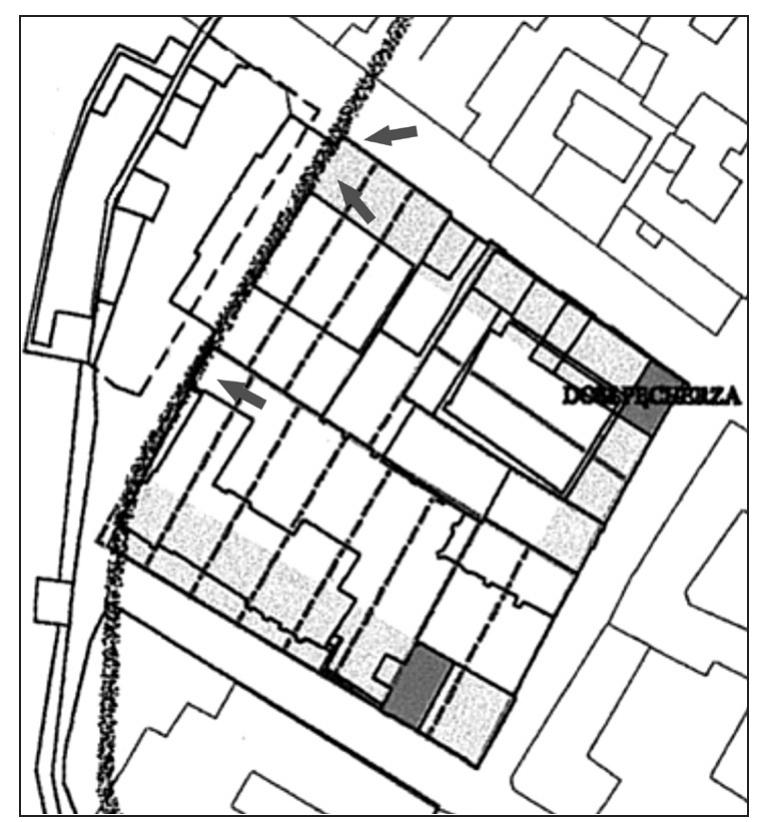 Fig. 8. Places where archaeological excavations re-  Dariusz Niemiec, Przemystaw Nocunh, Kajetan Nowak, Agata Sztyber, Michat Wojenka   vealed relics of the oldest city moat from the years 