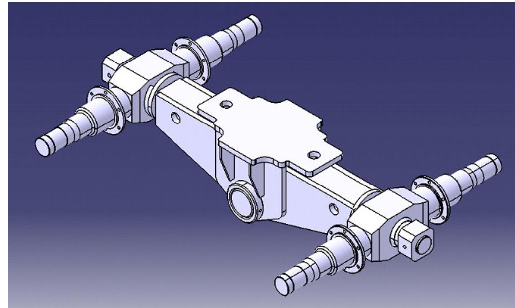 Cad model of walking beam pendle axle suspension system the