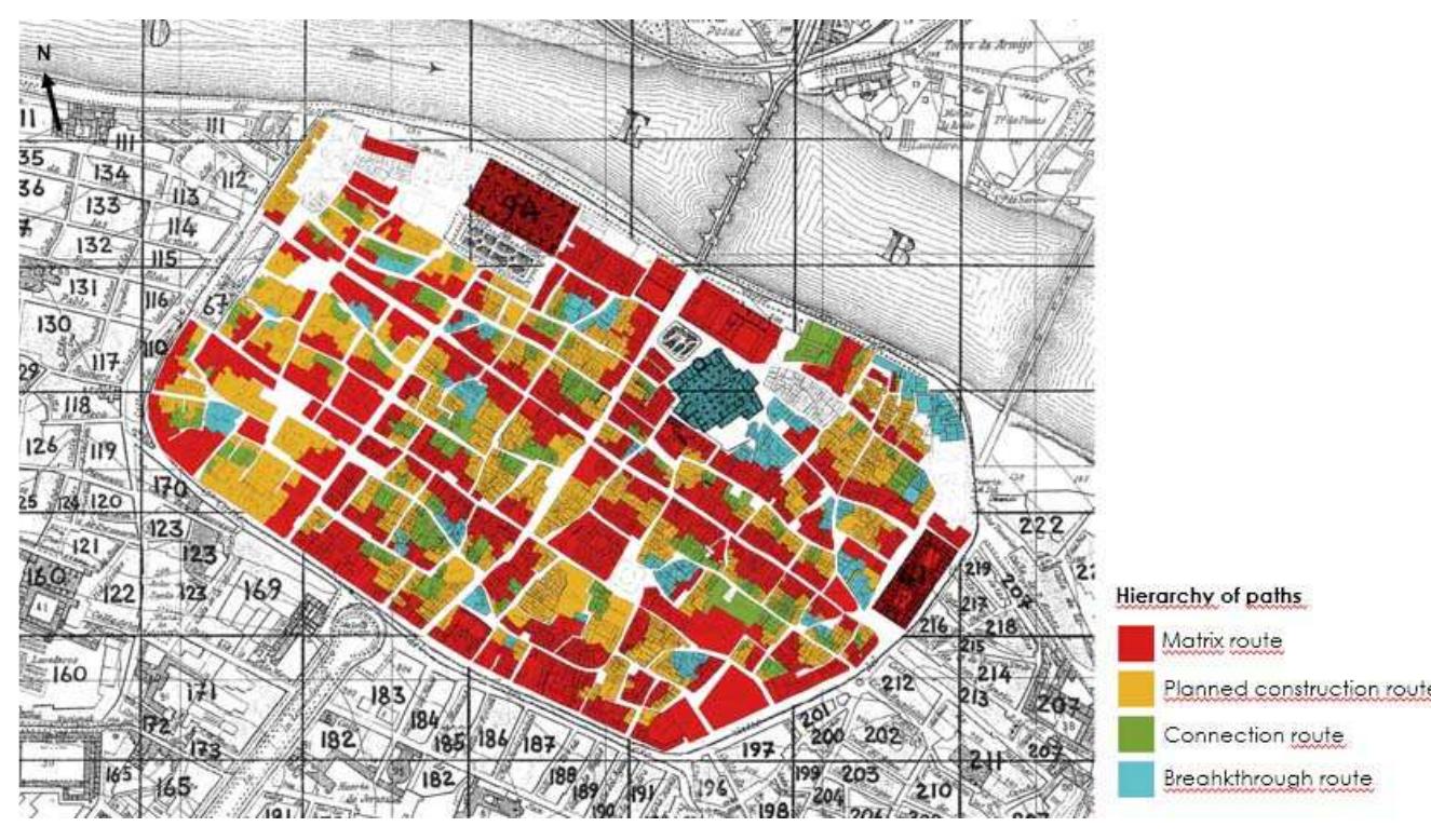 Figure 3. Hierarchy of paths in Zaragoza by the author. 