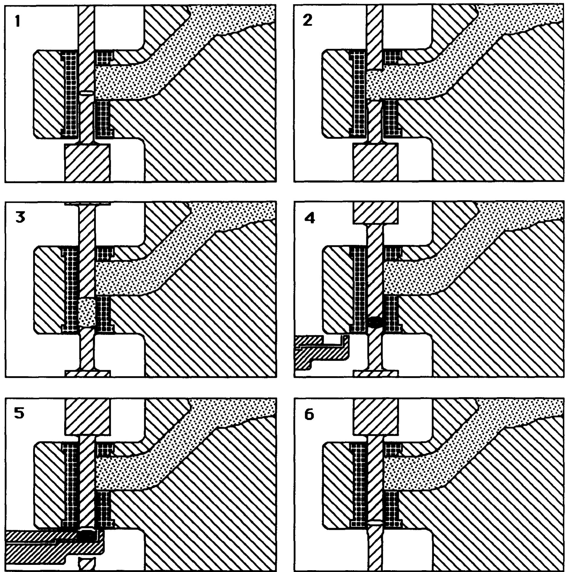 Tabletting steps of the matic 3000 rotary machine (see text