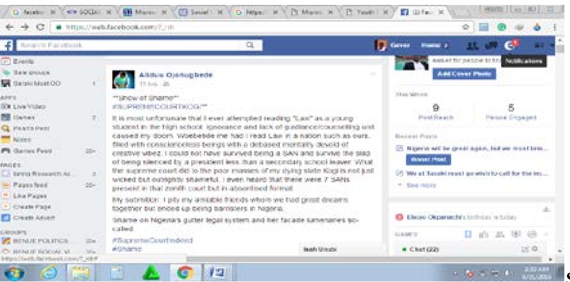 Screen Shot of Protest Post on Facebook, 2016. 