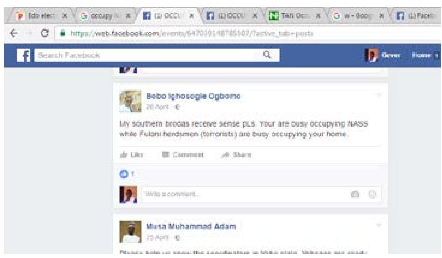 Source: Screen Shot of Protest Post on Facebook, 2016. 