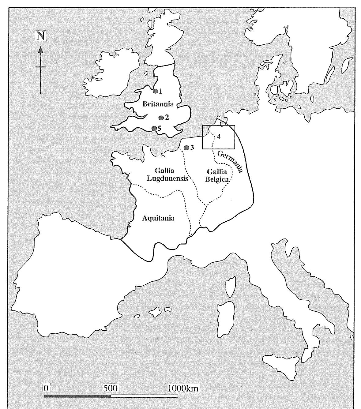 1. map of the roman north-west provinces c. a.d. 120 with