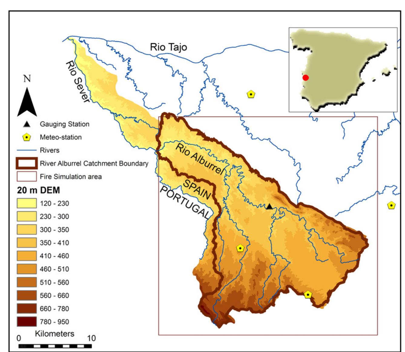 Real World Dem Rivers Location and digital elevation model (dem) (20 x 20 m grid)