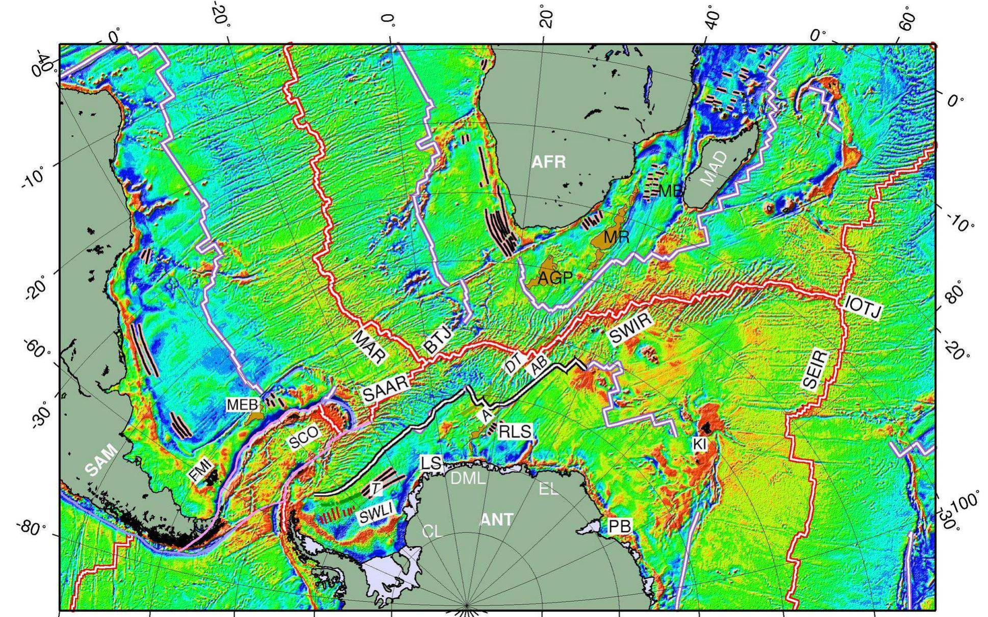 Some features not shown in figure. 1. gray lines de- lineate