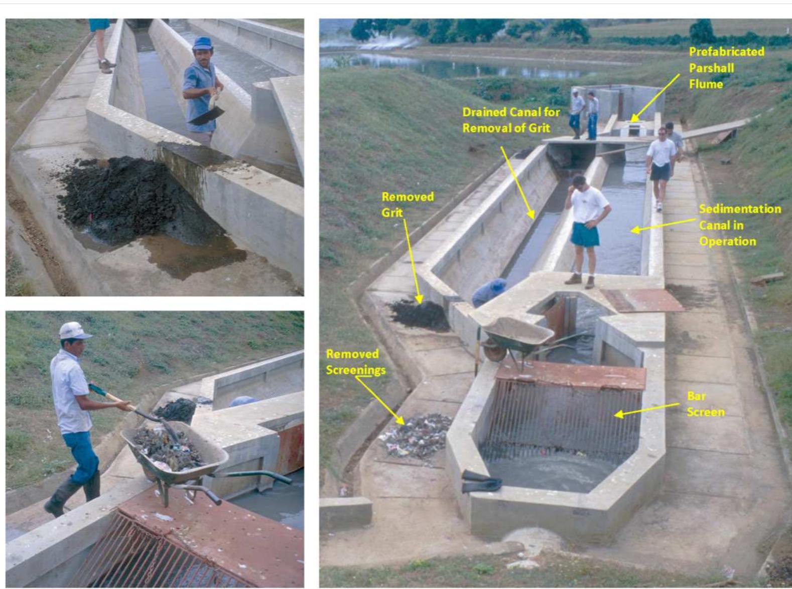 A manual preliminary treatment process with bar rack and