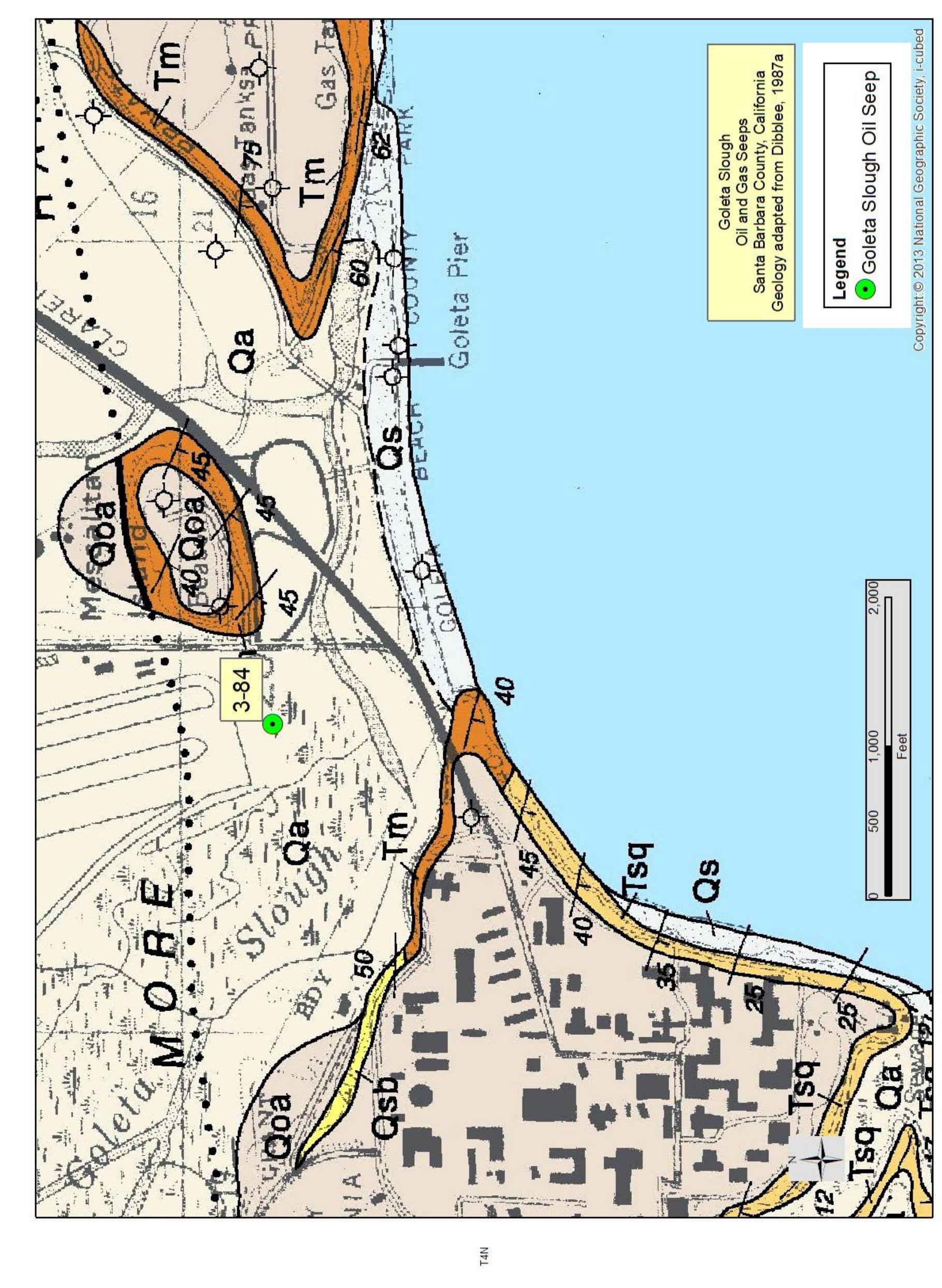 Geologic map of the goleta slough tar seep and surrounding