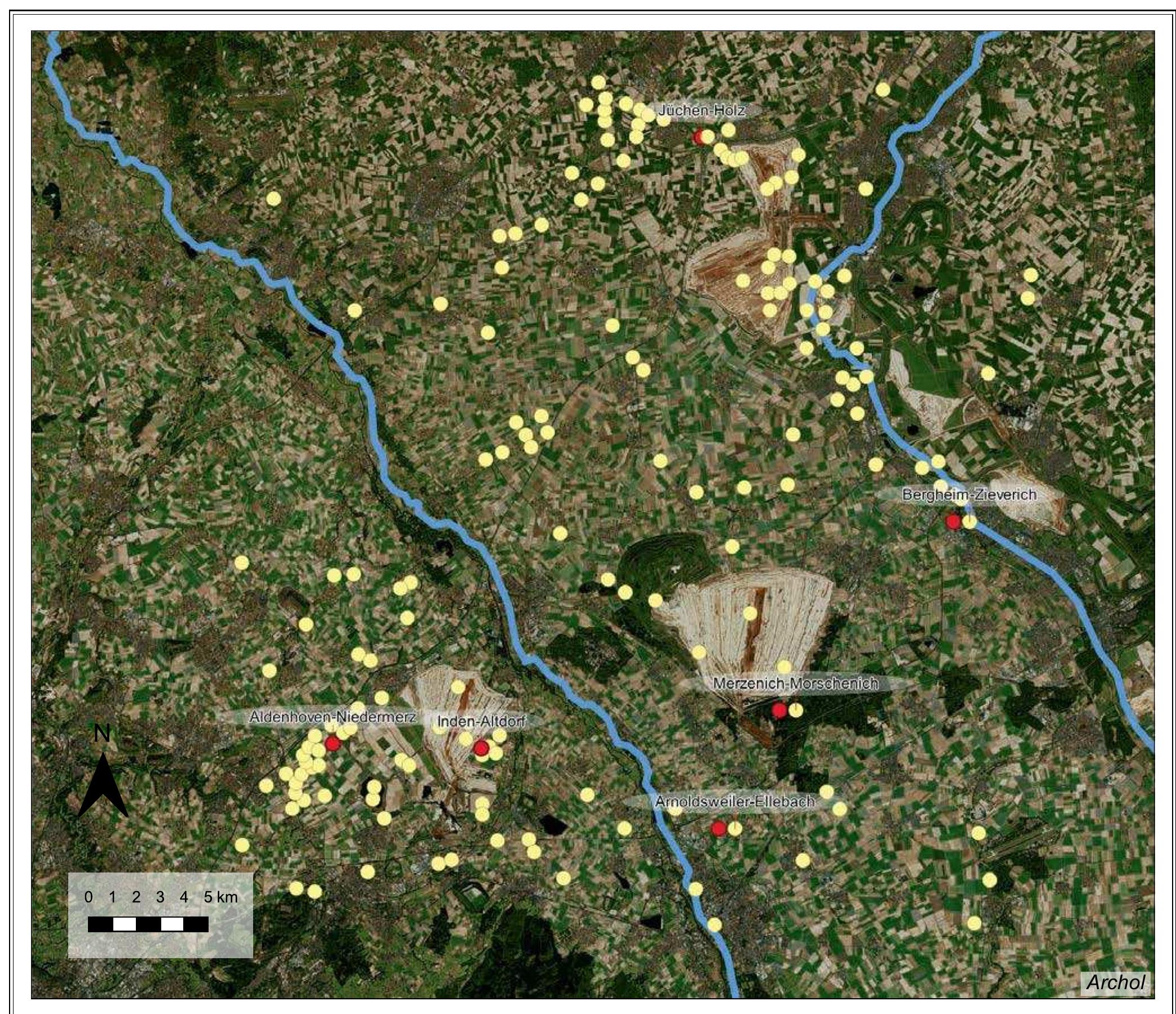 that while there is an important degree of diversity, there are also trends that point to rules governing body position, orientation and grave goods. This is especially the case when compared to contemporaneous and later traditions of non-megalithic burial in the wetland communities of the Lower Rhine Area, where there is little structure and diversity is almost the rule. These trends fall into a wider pattern in which many aspects of LBK life appear to have been governed by distinct rules and traditions, including settlement location and development, orientation and structure of the houses, structure of the yard, raw material procurement, pottery production and so on.  The Netherlands is located on the north-western fringe of the LBK territory. There are three known LBK burial sites in the Netherlands, of which Elsloo is the largest and best known.” As argued by Van de Velde and others, the number of burials is but a small percentage of the occupants of the LBK settlements in Dutch Limburg, indicating that many deceased were disposed of in alternative ways.” However, when we look at the characteristics of burial at Elsloo5% and other, better preserved LBK cemeteries, then it is clear  Fig. 13.1 Distribution of LBK settlements and burial grounds in the Rhineland (source: Balkowski 2018, abb.3). 