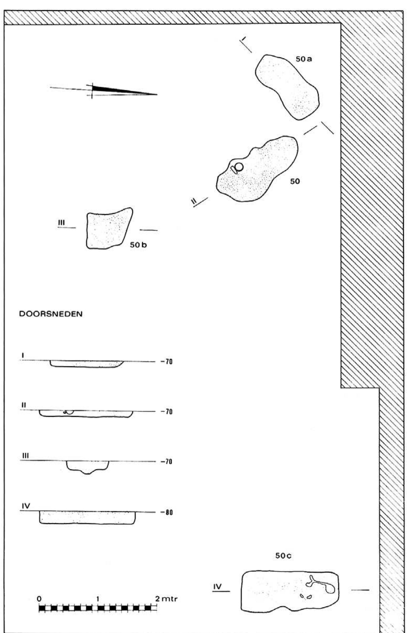 Fig. I.1 Overview of the four graves of Geleen-Haesselderveld West (source: Vromen 1982, figure 2). 