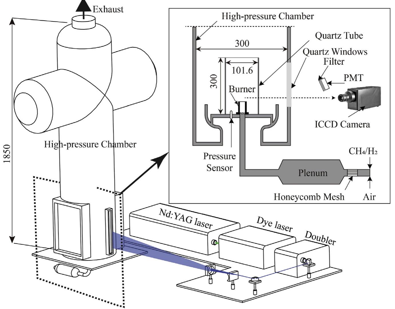 schematic of the experimental apparatus (all dimensions