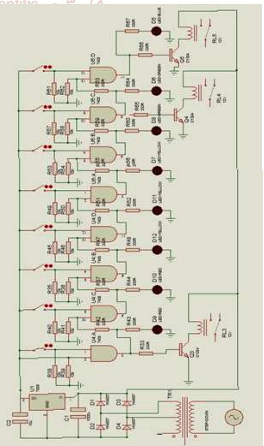 Completed circuit diagram of water level indicator and