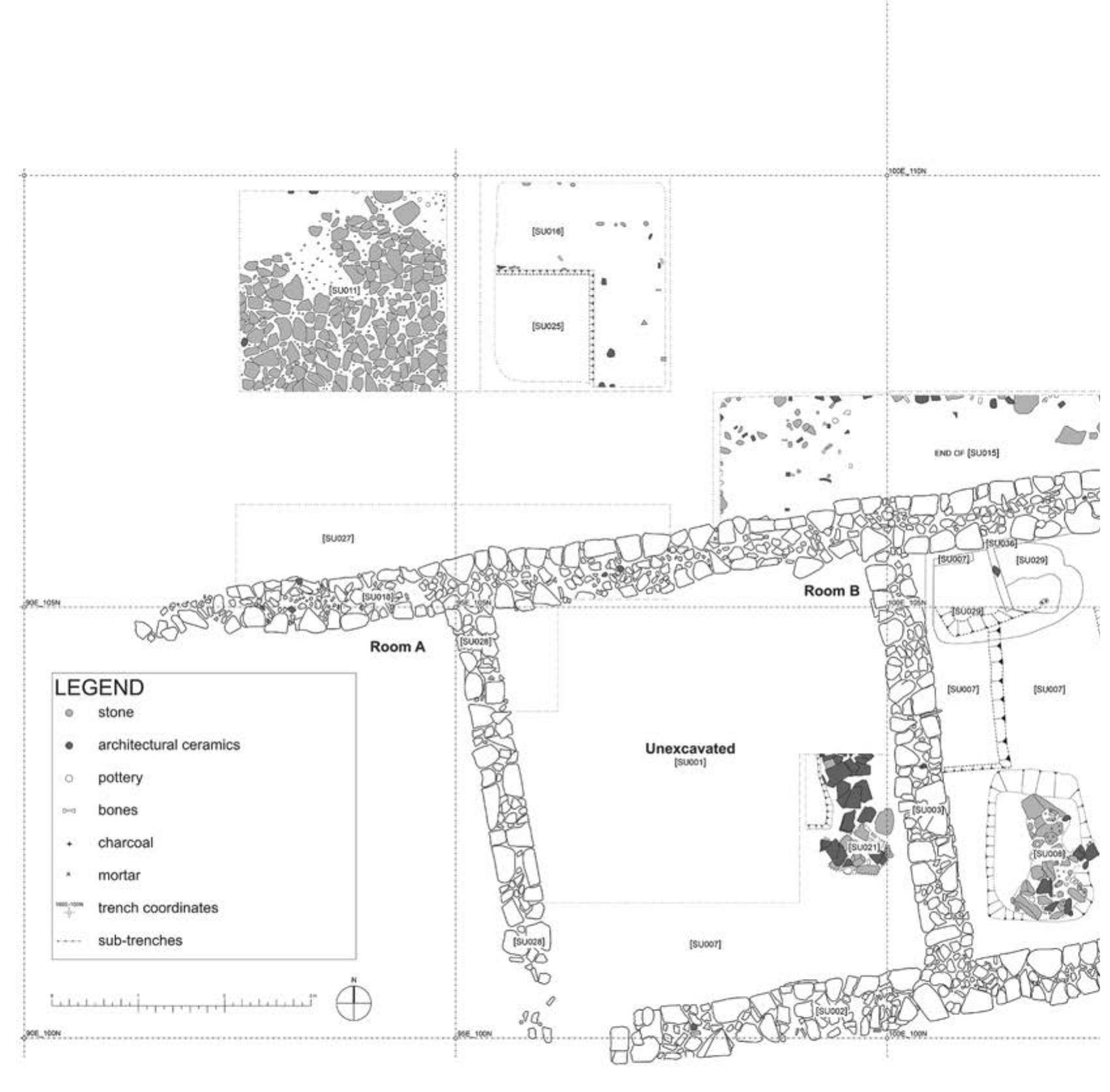 Fig. 1: Final ground plan of the excavated house at Yurta-Stroyno, in scale 1:20. Drawn by SAP team, digitized by M. Kobierska. 