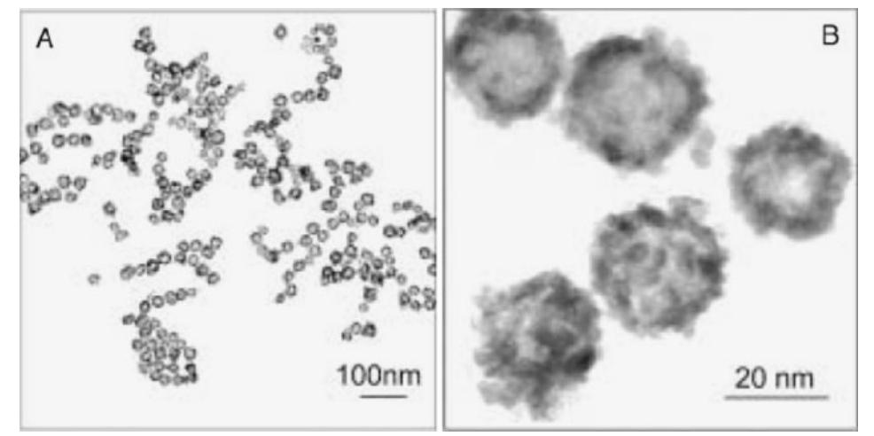 Tem images of pt hollow nanospheres. reproduced with