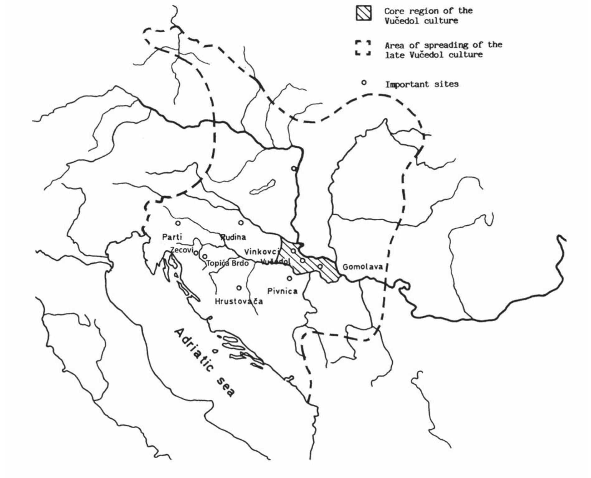 Fig. 20. Map of Vucedol cultural expansion in its late phase (after Durman 1983, 1005) 