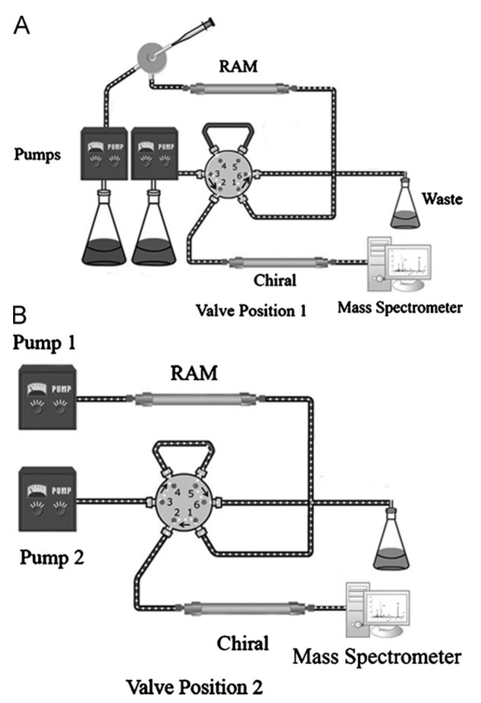 Schematic diagram of the column-switching system (a) valve