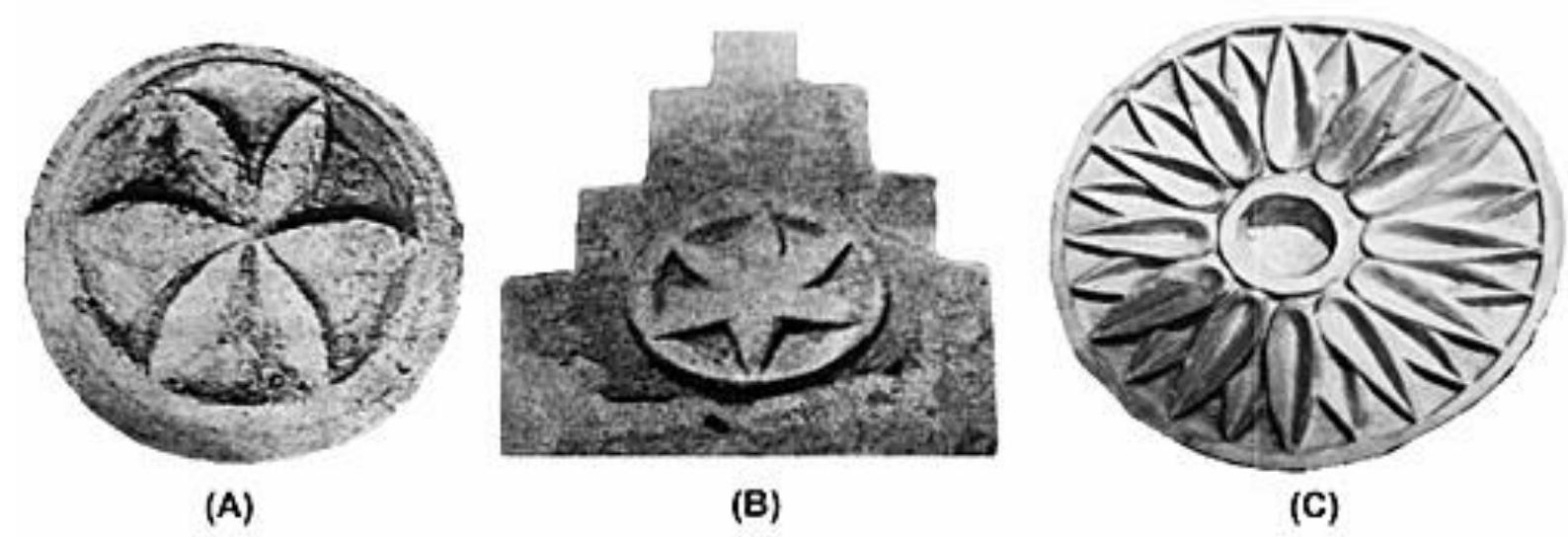 Fig. 7. A- Qal‘a-ye Zahhak. B- Qal‘a-ye Zahhak. C- The Medallion from Tappa Hesar (after Rostami 2011: 212-213). 