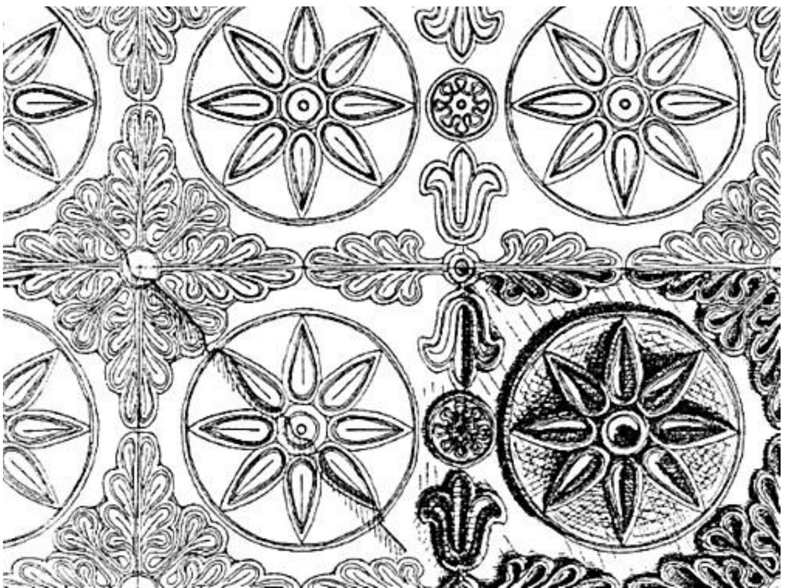 SS SS Ee ee ee EE Ee a a eee Oe eee eel eee eee  Fig. 8. Reconstruction of quadrilateral plates with star motifs (after Kroger 2017: 291). 