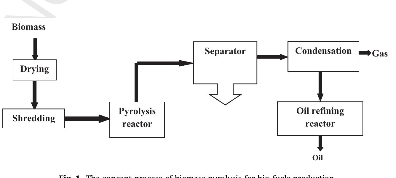 Flowchart diagram of biomass pyrolysis process in superpro