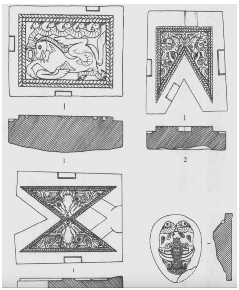 Figure 13. More articles from Beikangcun. Suburbs of Xi’an. Warring States. Source: Shaanxi sheng kaogu yanjiusuo, “Xi’an beijiao Zhanguo zhutong gongjiang mu fajue jianbao,” Wenwu 2003.9, 8. 