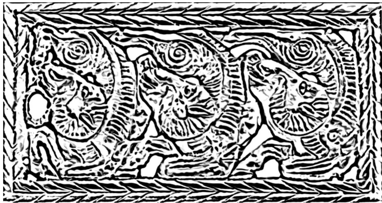 Figure 17. Gold buckle. Houloushan, Tomb no. 6, Xuzhou, Jiangsu. Third to second century B.C.E. 