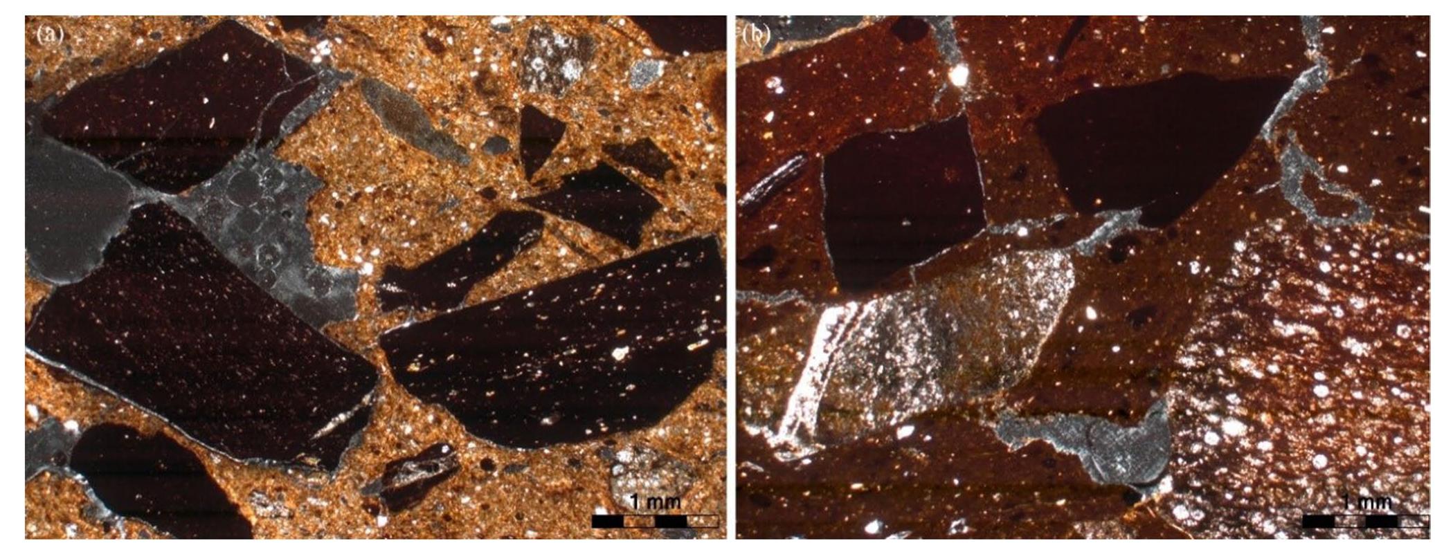 Fig.6 Representative photomicrographs of fabric group B: a H08-06; b H12-42. All are in XP 