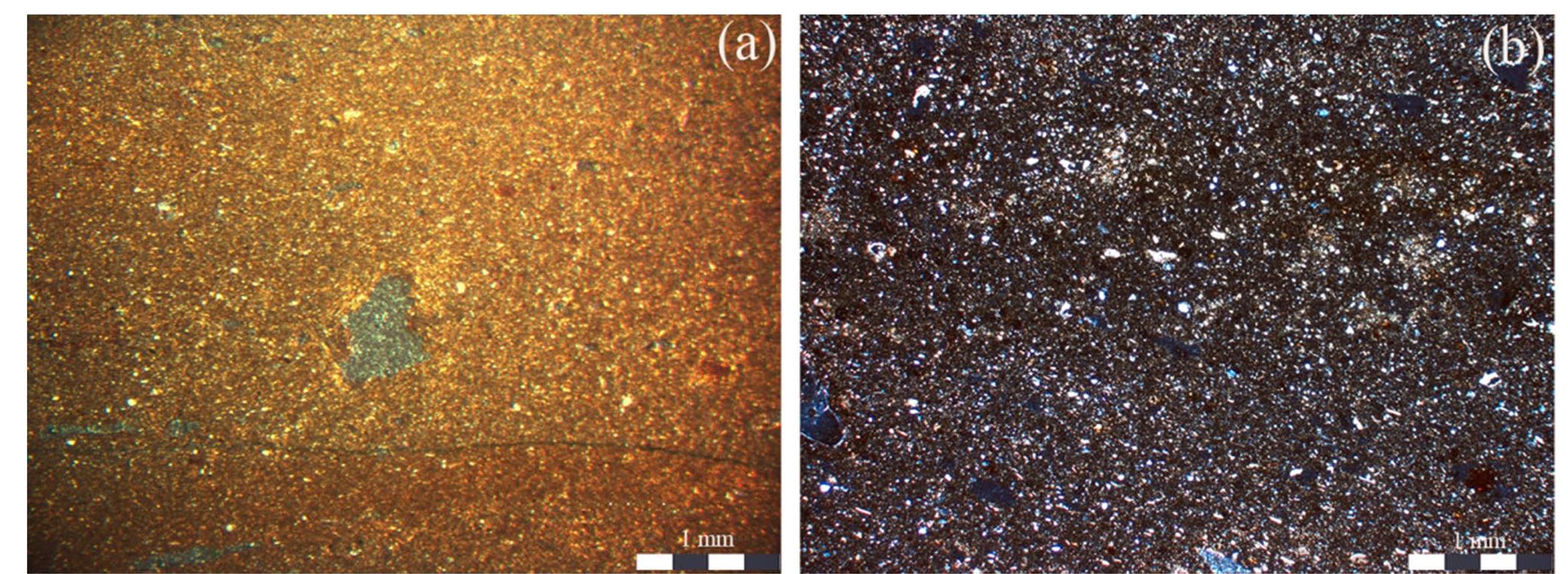 Fig. 11 Photomicrographs of fabric group K: a H09-15; b H12-40. All photomicrographs are taken in XP 