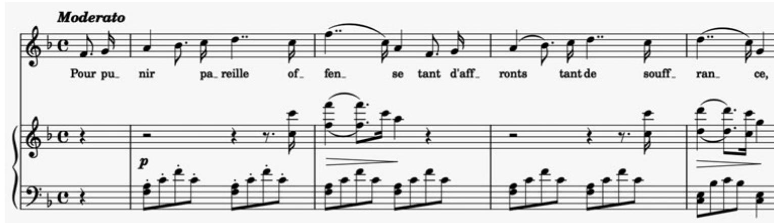 Example 2. Auber, Haydée, ou le secret, ‘Pour punir pareille offense’, Act Ill scene |. 