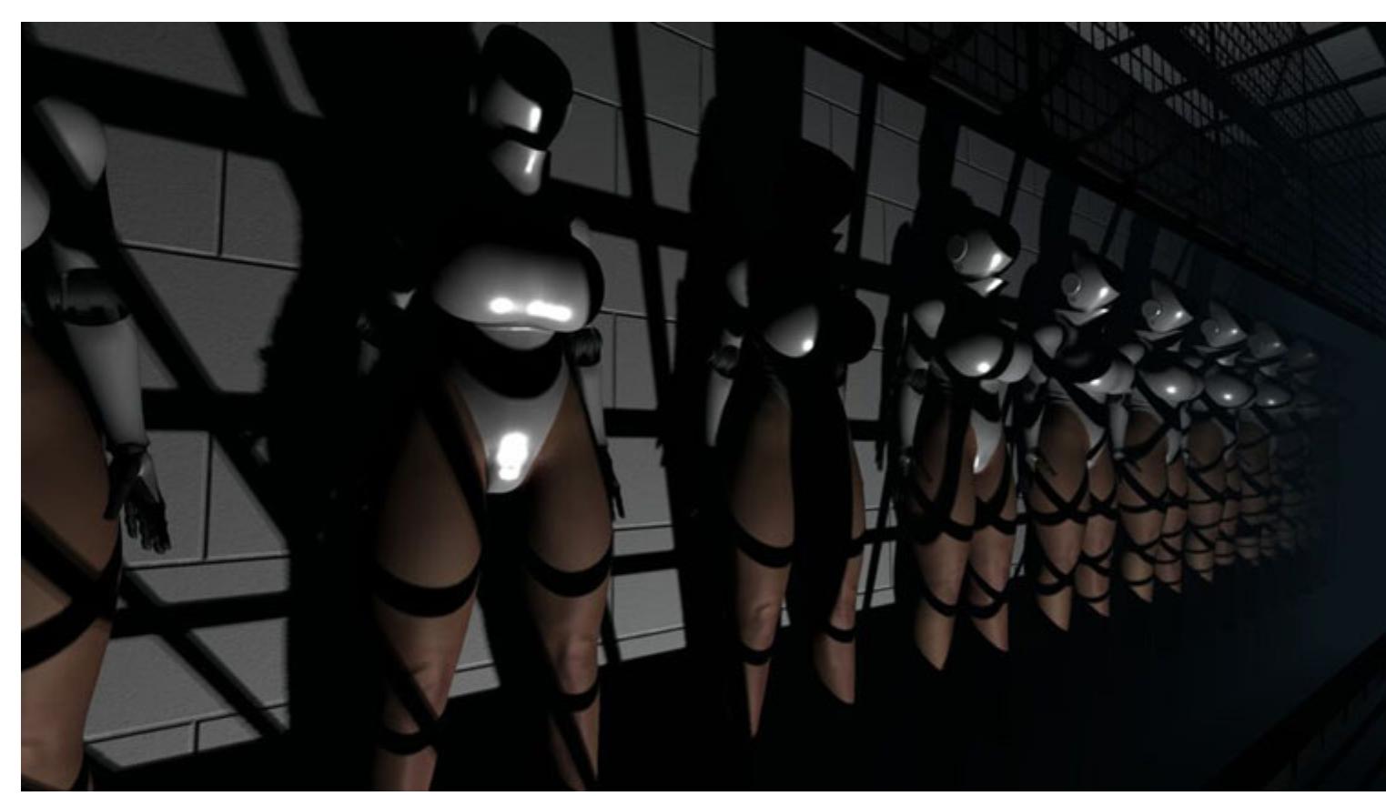 Figure 6. A row of deactivated Haydees. Screen capture by Jacek Blaszkiewicz, 21 September 2021. (colour online) 