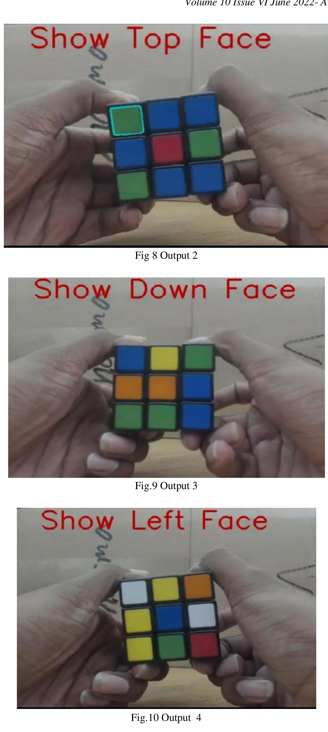 Figure 6 - Solving Rubiks Cube Using Open CV